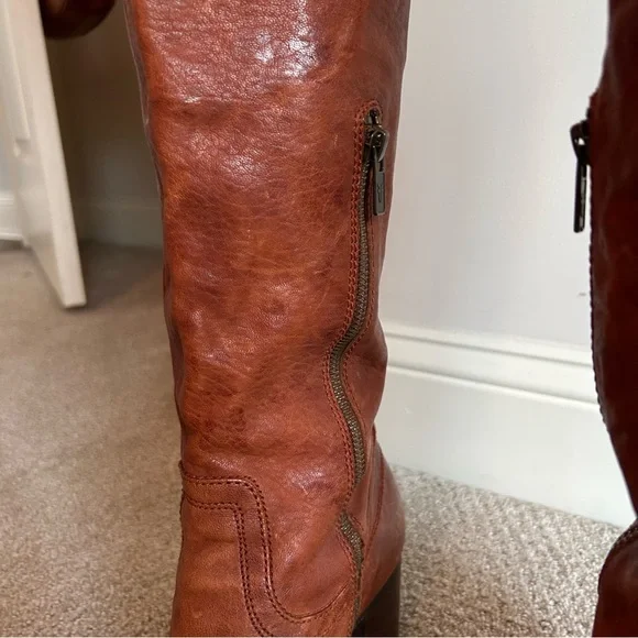 Frye Cognac Leather Heeled Boots - Picture 6 of 7